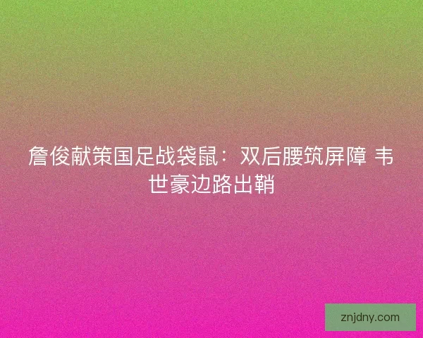 詹俊献策国足战袋鼠：双后腰筑屏障 韦世豪边路出鞘
