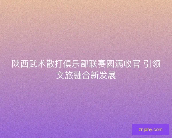 陕西武术散打俱乐部联赛圆满收官 引领文旅融合新发展