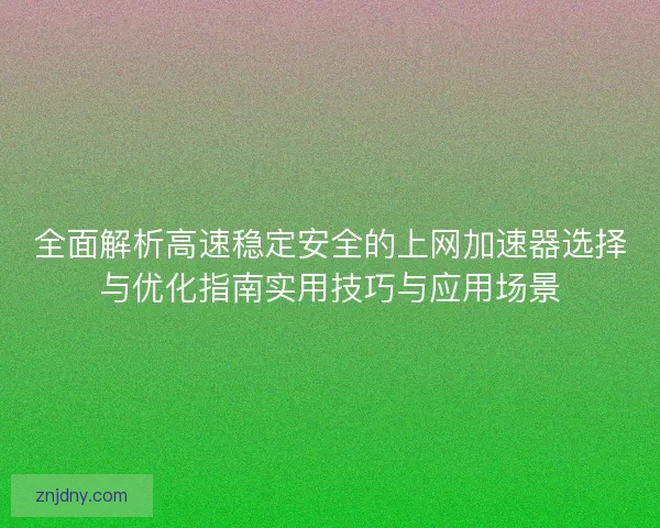 全面解析高速稳定安全的上网加速器选择与优化指南实用技巧与应用场景